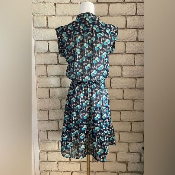 GAP Black Blue forest pattern Midi Dress - Picture 4 of 8